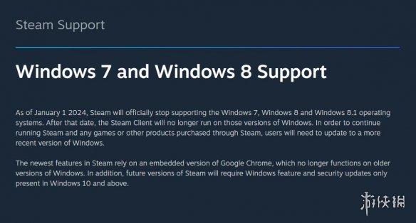 Steam客户端重要更新：明年不再支持Win 7、Win 8！