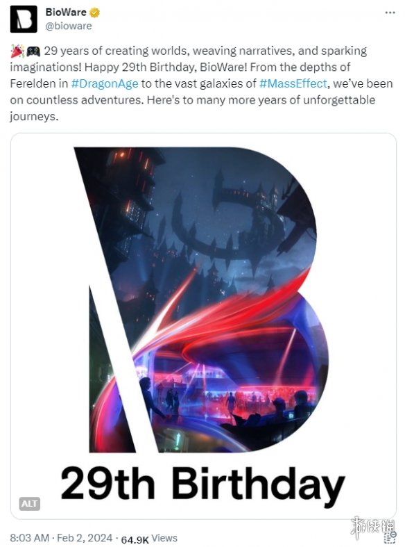 《龙腾世纪》《质量效应》开发商BioWare迎来29岁生日