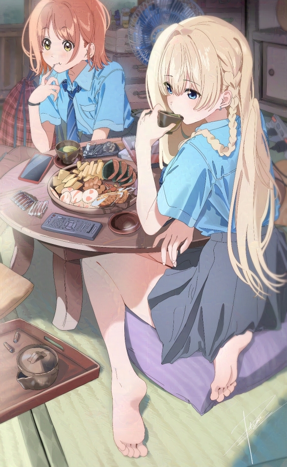 插画师ぽりごん的原创角色-金发女孩 这腿是认真的吗