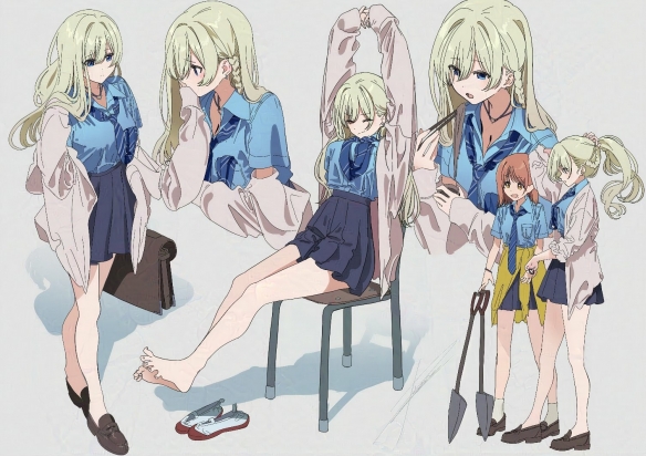 插画师ぽりごん的原创角色-金发女孩 这腿是认真的吗