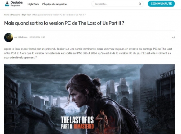 知名舅舅党爆料《最后生还者2重制版》将登陆PC平台