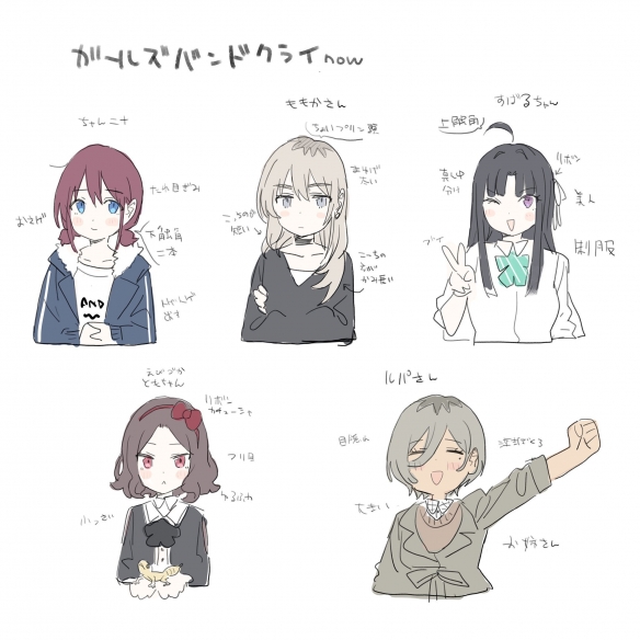 《GIRLS BAND CRY》角色设计「手島nari」插画展示