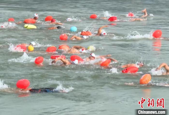 云南绥江：261名选手金沙江中奋“泳”争先
