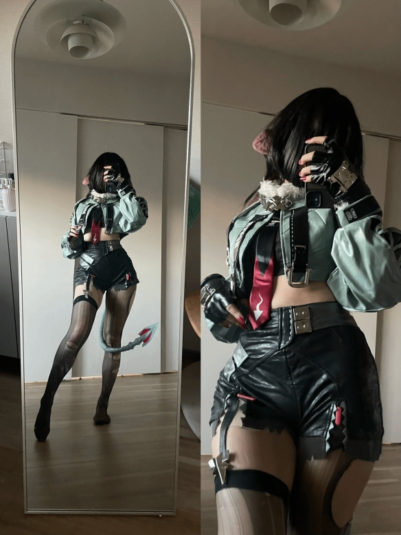 樱花妹COS《绝区零》简 破洞黑丝勾人长尾惹人遐想！