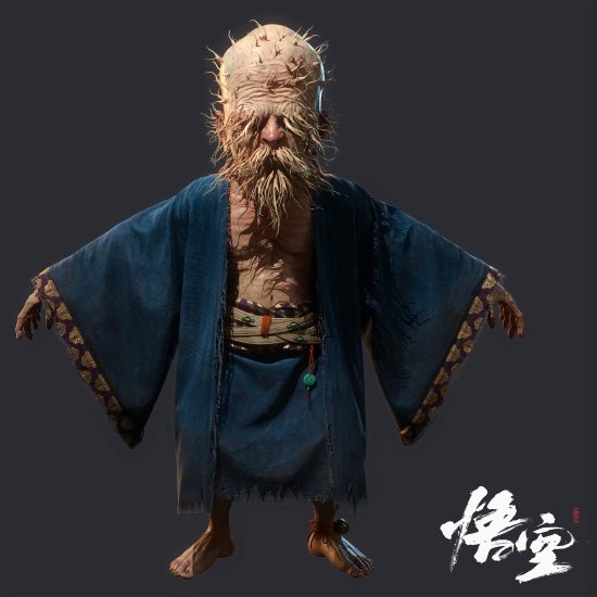 博主自制《黑神话:悟空》角色建模：白衣秀士、土地等