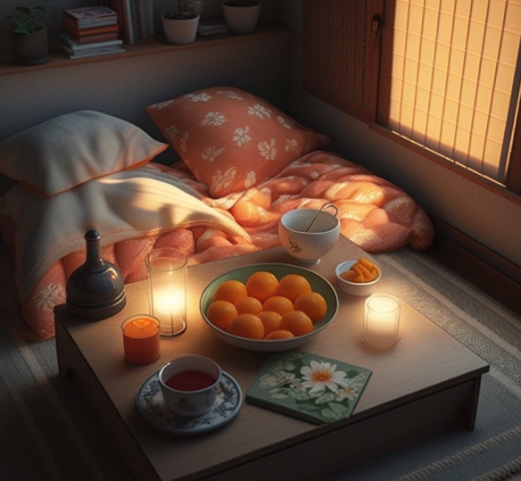 网友分享AI绘制《暖桌与橘子》：充满诡异与恐怖气氛