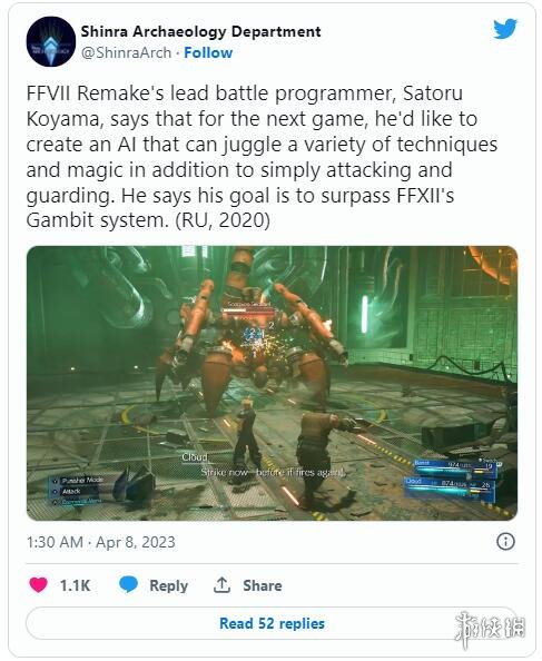 《最终幻想7：重生》战斗系统的目标是超越《FF12》
