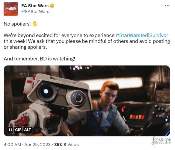 BD盯着你们呐！EA恳请大家不要剧透《星战 幸存者》