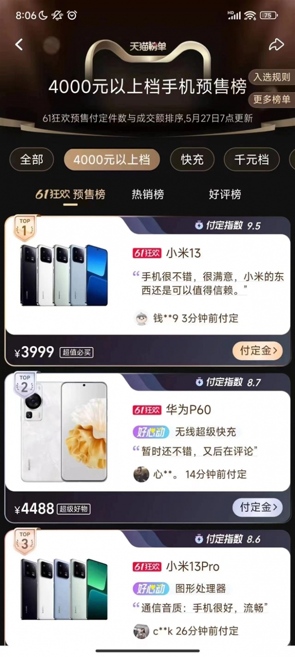 小米手机618销量榜多电商平台登顶：K60和米13杀疯了